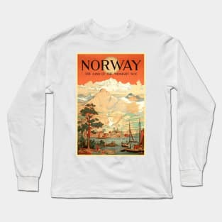 Norway, the Land of the Midnight Sun - Vintage Travel Poster Design Long Sleeve T-Shirt